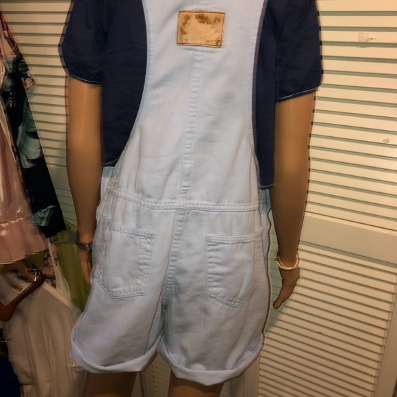 Moda Int. Baby Blue Vintage Short Overalls Medium - Picture 9 of 16